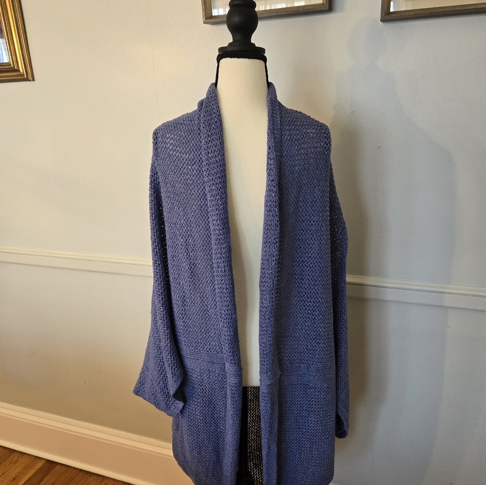 J. Jill Blue Knit Poncho